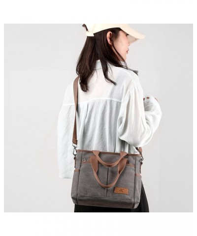 Women's Small Canvas Tote Purses Casual Multi-pocket Shoulder Crossbody Bag Everyday Handbags Grey $17.27 Totes