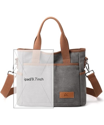 Women's Small Canvas Tote Purses Casual Multi-pocket Shoulder Crossbody Bag Everyday Handbags Grey $17.27 Totes