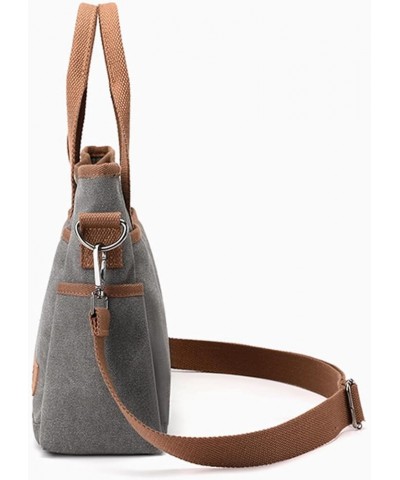 Women's Small Canvas Tote Purses Casual Multi-pocket Shoulder Crossbody Bag Everyday Handbags Grey $17.27 Totes