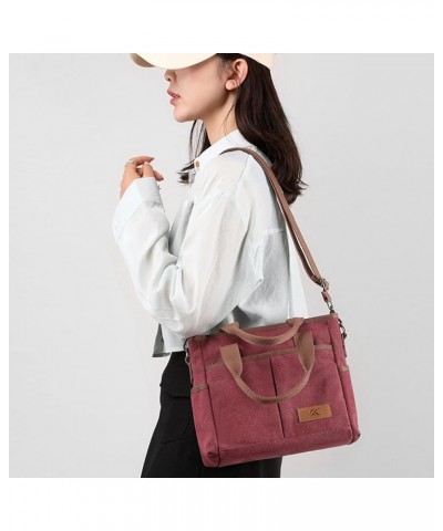 Women's Small Canvas Tote Purses Casual Multi-pocket Shoulder Crossbody Bag Everyday Handbags Grey $17.27 Totes