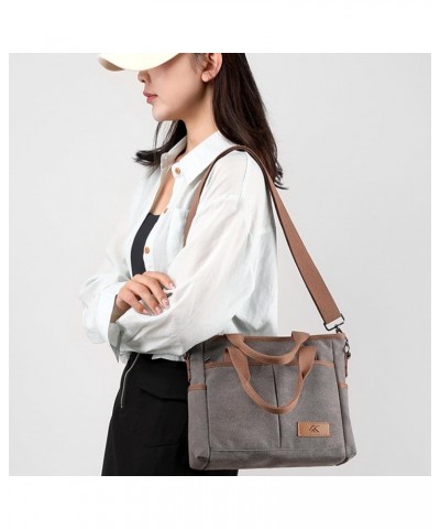 Women's Small Canvas Tote Purses Casual Multi-pocket Shoulder Crossbody Bag Everyday Handbags Grey $17.27 Totes