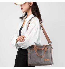 Women's Small Canvas Tote Purses Casual Multi-pocket Shoulder Crossbody Bag Everyday Handbags Grey $17.27 Totes