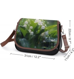 Lily of The Valley Flowers Green Leaves Women's PU Leather Purses Crossbody Shoulder Bag Messenger Bag $24.60 Shoulder Bags