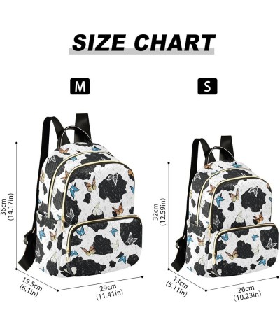 Mini Backpack Cow Print with Butterflies Fashion Backpack Purse for Women,Handbag Shoulder Bag Casual Daypack, Ladies Gift fo...