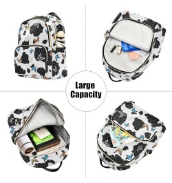 Mini Backpack Cow Print with Butterflies Fashion Backpack Purse for Women,Handbag Shoulder Bag Casual Daypack, Ladies Gift fo...