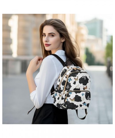 Mini Backpack Cow Print with Butterflies Fashion Backpack Purse for Women,Handbag Shoulder Bag Casual Daypack, Ladies Gift fo...