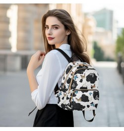 Mini Backpack Cow Print with Butterflies Fashion Backpack Purse for Women,Handbag Shoulder Bag Casual Daypack, Ladies Gift fo...