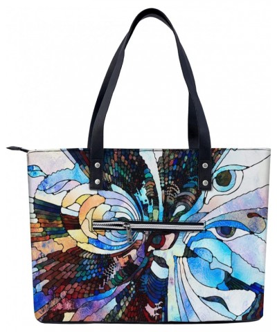 Stained Glass Fragment Illustration Tote Bag Lightweight Handbag for Shopping Gym Hiking Travel Pool Yoga Shoulder Bag with O...