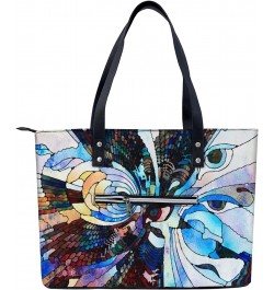 Stained Glass Fragment Illustration Tote Bag Lightweight Handbag for Shopping Gym Hiking Travel Pool Yoga Shoulder Bag with O...