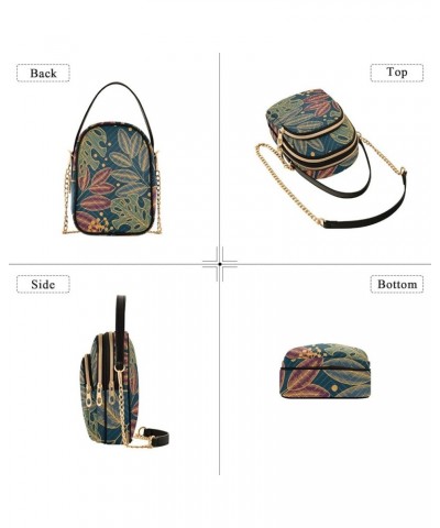 Deer Skull on Blue Space Bags for Women Trendy Phone Holder Purse Crossbody Autumn Leaves Ficus Pattern $10.21 Crossbody Bags