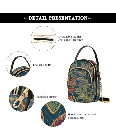 Deer Skull on Blue Space Bags for Women Trendy Phone Holder Purse Crossbody Autumn Leaves Ficus Pattern $10.21 Crossbody Bags