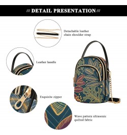 Deer Skull on Blue Space Bags for Women Trendy Phone Holder Purse Crossbody Autumn Leaves Ficus Pattern $10.21 Crossbody Bags