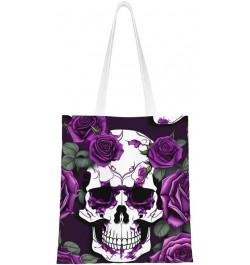 Blossoming Rose Flowers print Casual Handbags,Women Tote Bag,Big Capacity Shopping Shoulder Bag,eusable Grocery Bags Purple R...