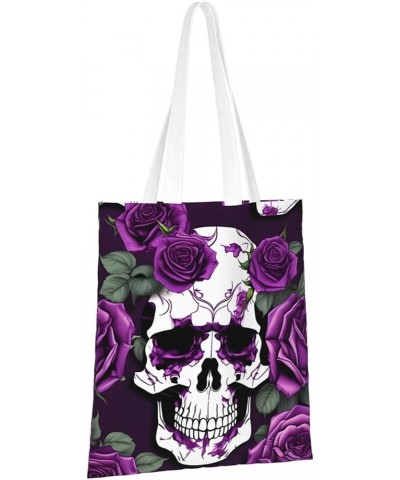 Blossoming Rose Flowers print Casual Handbags,Women Tote Bag,Big Capacity Shopping Shoulder Bag,eusable Grocery Bags Purple R...