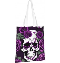 Blossoming Rose Flowers print Casual Handbags,Women Tote Bag,Big Capacity Shopping Shoulder Bag,eusable Grocery Bags Purple R...