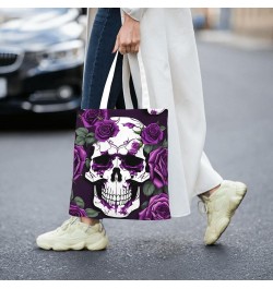 Blossoming Rose Flowers print Casual Handbags,Women Tote Bag,Big Capacity Shopping Shoulder Bag,eusable Grocery Bags Purple R...