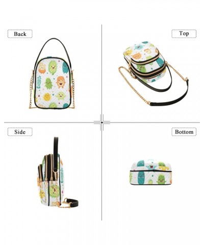 Cartoon Bacterial Pattern Women's Crossbody Handbags with Zipper, Casual Leather Cell Phone Purse Crossbody Bags for Ladies $...