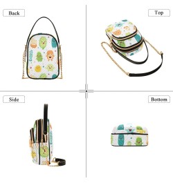 Cartoon Bacterial Pattern Women's Crossbody Handbags with Zipper, Casual Leather Cell Phone Purse Crossbody Bags for Ladies $...