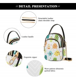 Cartoon Bacterial Pattern Women's Crossbody Handbags with Zipper, Casual Leather Cell Phone Purse Crossbody Bags for Ladies $...