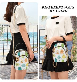 Cartoon Bacterial Pattern Women's Crossbody Handbags with Zipper, Casual Leather Cell Phone Purse Crossbody Bags for Ladies $...