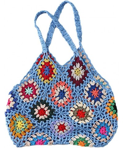 Crochet Tote Bag for Women Handwoven Aesthetic Tote Bag Woven Floral Hobo Bag Summer Y2k Fairy Mesh Bag Vacation Blue $16.92 ...