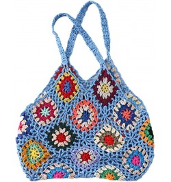 Crochet Tote Bag for Women Handwoven Aesthetic Tote Bag Woven Floral Hobo Bag Summer Y2k Fairy Mesh Bag Vacation Blue $16.92 ...