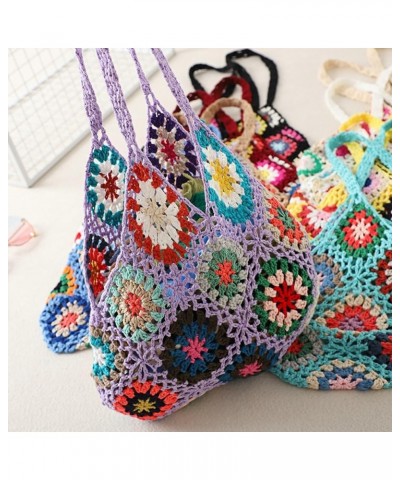 Crochet Tote Bag for Women Handwoven Aesthetic Tote Bag Woven Floral Hobo Bag Summer Y2k Fairy Mesh Bag Vacation Blue $16.92 ...