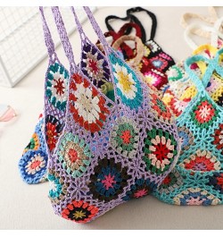 Crochet Tote Bag for Women Handwoven Aesthetic Tote Bag Woven Floral Hobo Bag Summer Y2k Fairy Mesh Bag Vacation Blue $16.92 ...