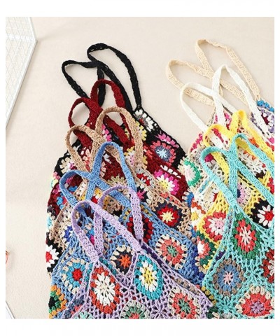 Crochet Tote Bag for Women Handwoven Aesthetic Tote Bag Woven Floral Hobo Bag Summer Y2k Fairy Mesh Bag Vacation Blue $16.92 ...