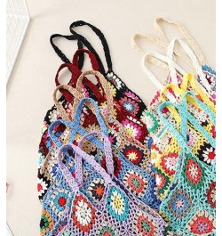 Crochet Tote Bag for Women Handwoven Aesthetic Tote Bag Woven Floral Hobo Bag Summer Y2k Fairy Mesh Bag Vacation Blue $16.92 ...