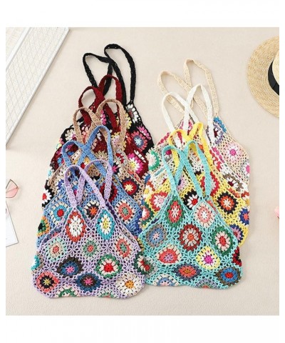 Crochet Tote Bag for Women Handwoven Aesthetic Tote Bag Woven Floral Hobo Bag Summer Y2k Fairy Mesh Bag Vacation Blue $16.92 ...