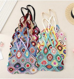 Crochet Tote Bag for Women Handwoven Aesthetic Tote Bag Woven Floral Hobo Bag Summer Y2k Fairy Mesh Bag Vacation Blue $16.92 ...