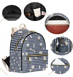 Daisy Gingham Checked Mini Backpack Purse for Women Small Casual Daypacks Pu Leather Bookbag Fashion Back Packs Anti Theft Tr...