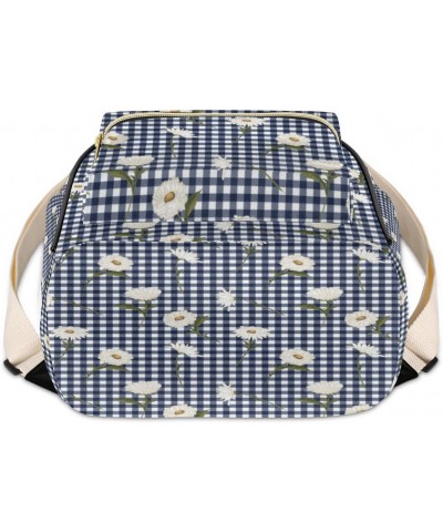 Daisy Gingham Checked Mini Backpack Purse for Women Small Casual Daypacks Pu Leather Bookbag Fashion Back Packs Anti Theft Tr...