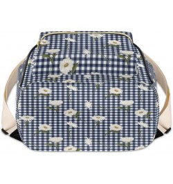 Daisy Gingham Checked Mini Backpack Purse for Women Small Casual Daypacks Pu Leather Bookbag Fashion Back Packs Anti Theft Tr...