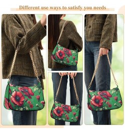 Game Controller Monster Face Medium Purse Hobo Party Purses Womens Ladies Handbags Chain Cute Shoulder Bag Red Flowers on Gre...