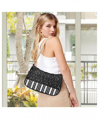 Shoulder Bag Piano Black White Cute Melody Women Clutch Handbag Shoulder Purch Date Chain Bag Tote Bag Spring Holiday Birthda...