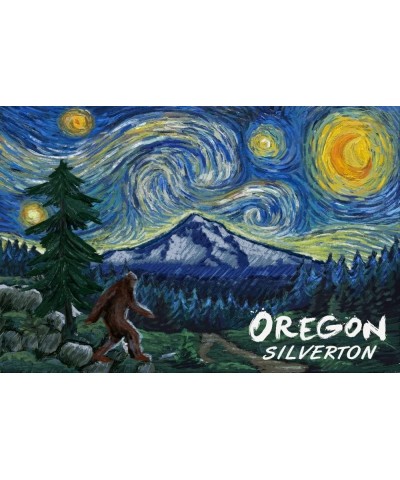 Silverton, Oregon, Bigfoot, Mt Hood, Starry Night (16x24 Giclee Gallery Art Print, Vivid Textured Wall Decor) $17.84 Totes