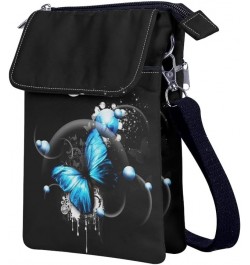 Crossbody Sling bag for Women Stylish Bags for Girls Outdoor Travel Zip Cloth Bag Cellphone Storage Purse Butterfly Blue $9.4...