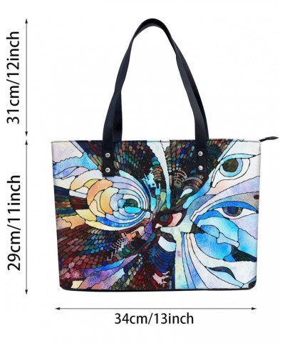 Stained Glass Fragment Illustration Tote Bag Lightweight Handbag for Shopping Gym Hiking Travel Pool Yoga Shoulder Bag with O...