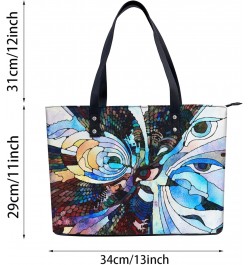 Stained Glass Fragment Illustration Tote Bag Lightweight Handbag for Shopping Gym Hiking Travel Pool Yoga Shoulder Bag with O...