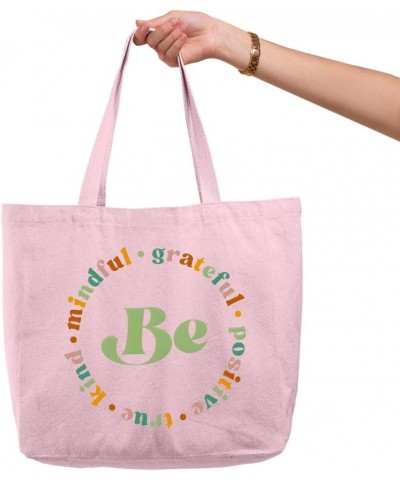 Be Mindful Zippered Tote Bag - Good Vibes Present - Esotericism Gift Ideas Light Pink $15.80 Totes