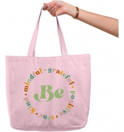 Be Mindful Zippered Tote Bag - Good Vibes Present - Esotericism Gift Ideas Light Pink $15.80 Totes