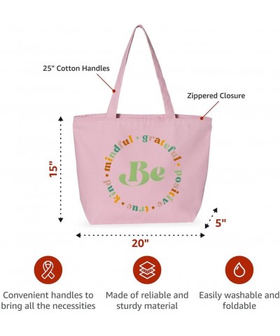 Be Mindful Zippered Tote Bag - Good Vibes Present - Esotericism Gift Ideas Light Pink $15.80 Totes