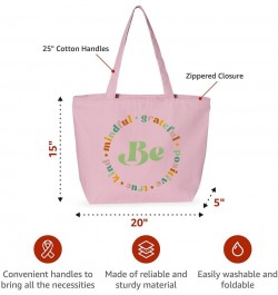 Be Mindful Zippered Tote Bag - Good Vibes Present - Esotericism Gift Ideas Light Pink $15.80 Totes