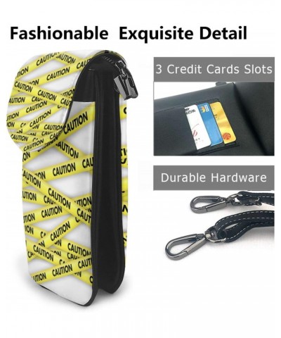 Caution Yellow Adhesive Tape Small Crossbody Bag Crossbody Wallet Pu Leather Cell Phone Purse Mini With Card Slots $16.52 Cro...