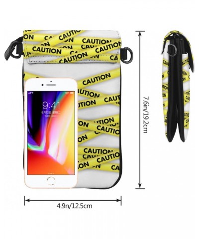 Caution Yellow Adhesive Tape Small Crossbody Bag Crossbody Wallet Pu Leather Cell Phone Purse Mini With Card Slots $16.52 Cro...