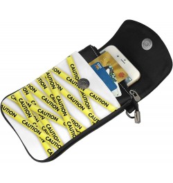 Caution Yellow Adhesive Tape Small Crossbody Bag Crossbody Wallet Pu Leather Cell Phone Purse Mini With Card Slots $16.52 Cro...