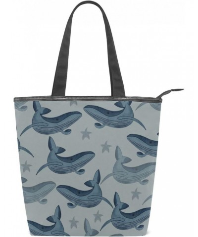 Starfish Gray Whale The Tote Bag for Women Big Capacity Women's Shoulder Handbags Canvas Shopping Dating Bag $12.64 Totes