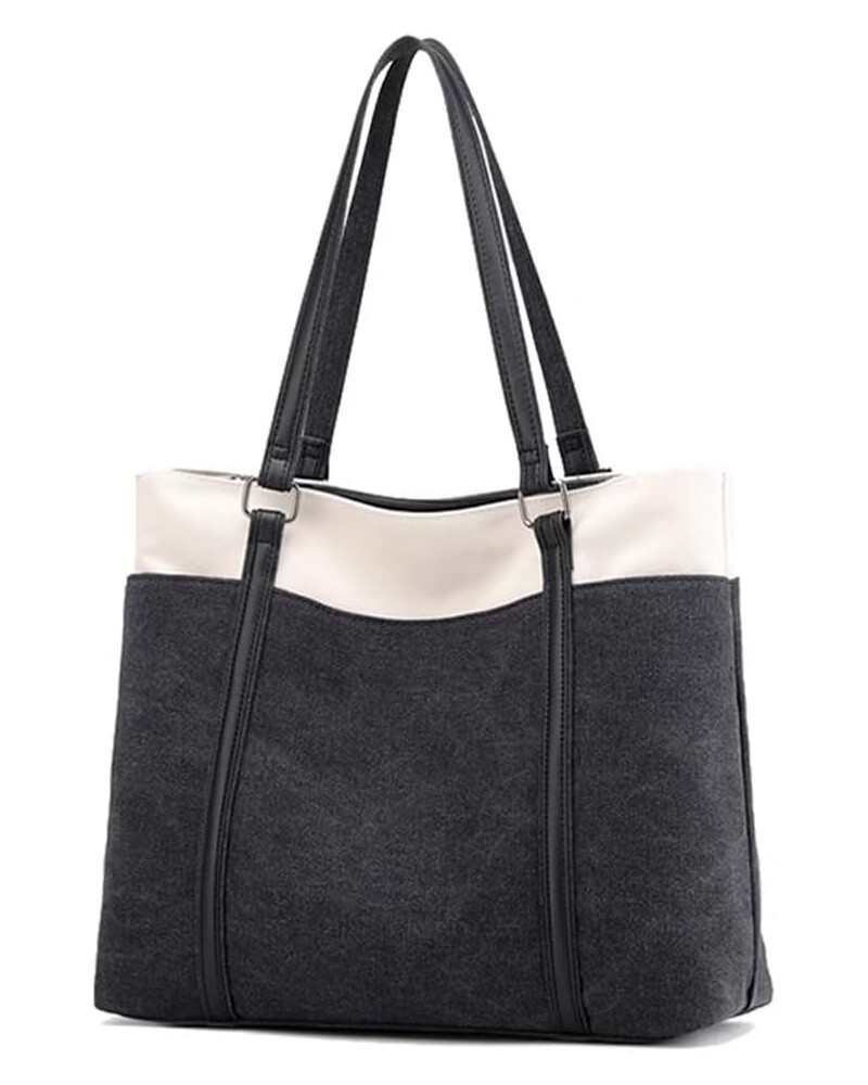 Canvas Tote Bag for Women Large Capacity Shoulder Handbag Multi-Pockets Travel Tote Handbag Top Handle Bag Hobo Purse Black $...